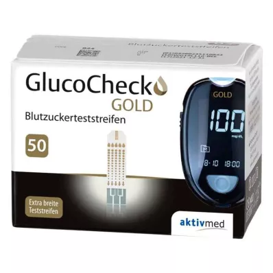 GLUCOCHECK GOLD Tiras de teste de glucose no sangue, 50 unidades