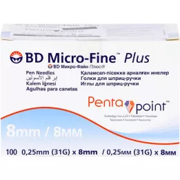 BD MICRO-FINE+ 8 agulhas para canetas 0,25x8 mm, 100 unid