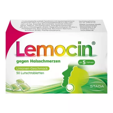 LEMOCIN pastilhas contra a dor de garganta, 50 unidades