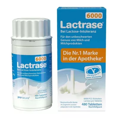 Lactrase 6.000 FCC comprimidos, pacote de recarga dispensador click, 480 unidades Lactrase 6.000 FCC comprimidos, pacote de recarga dispensador click, 480 unidades