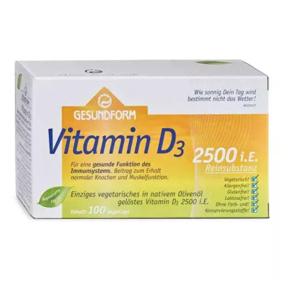 GESUNDFORM Vitamina D3 2.500 U.I. Vega-Caps, 100 unid