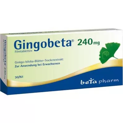 GINGOBETA Comprimidos revestidos por película de 240 mg, 30 unidades GINGOBETA Comprimidos revestidos por película de 240 mg, 30 unidades