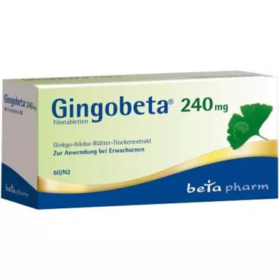 Gingobeta 240 mg comprimidos revestidos por película, 60 unidades Gingobeta 240 mg comprimidos revestidos por película, 60 unidades