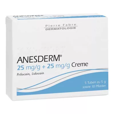 ANESDERM 25 mg/g + 25 mg/g creme + adesivo, 5X5 g