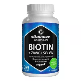 BIOTIN Comprimidos de 10 mg de dose elevada+zinco+selénio, 365 unid