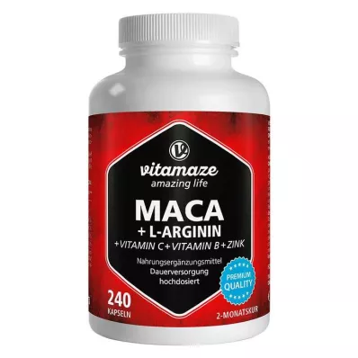 Maca 4:1 dose alta + cápsulas de L-arginina, 240 peças Maca 4:1 dose alta + cápsulas de L-arginina, 240 peças