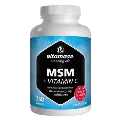 MSM cápsulas de alta dose + vitamina C, 360 peças MSM cápsulas de alta dose + vitamina C, 360 peças