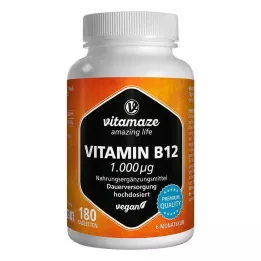 VITAMIN B12 1000 µg comprimidos vegan de dose elevada, 180 unidades