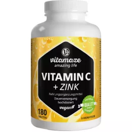 VITAMIN C 1000 mg dose elevada+zinco, comprimidos vegan, 180 unidades