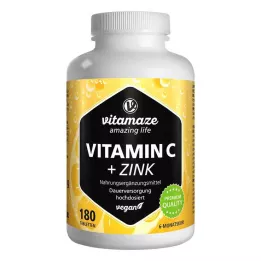 VITAMIN C 1000 mg dose elevada+zinco, comprimidos vegan, 180 unidades