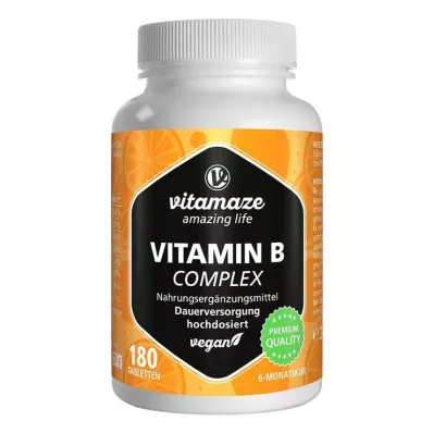 VITAMIN B COMPLEX comprimidos veganos de dose elevada, 180 unidades VITAMIN B COMPLEX comprimidos veganos de dose elevada, 180 unidades