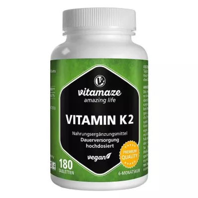 Comprimidos veganos de alta dose de vitamina K2 200 µg, 180 unidades Comprimidos veganos de alta dose de vitamina K2 200 µg, 180 unidades