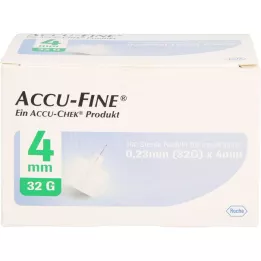ACCU FINE Agulhas esterilizadas para canetas de insulina 4 mm 32 G, 100 pcs