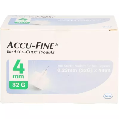 ACCU FINE Agulhas esterilizadas para canetas de insulina 4 mm 32 G, 100 pcs