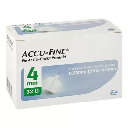 ACCU FINE Agulhas esterilizadas para canetas de insulina 4 mm 32 G, 100 pcs