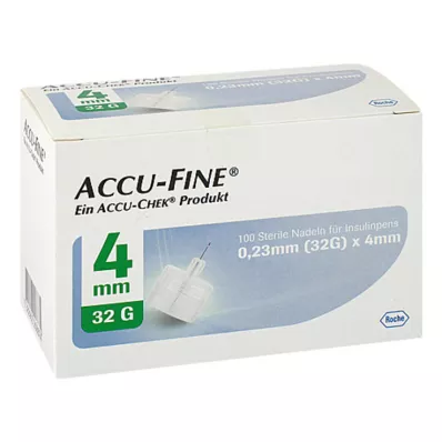 Agulhas estéreis Accu Fine para canetas de insulina 4 mm 32 G, 100 un