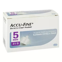 ACCU FINE Agulhas esterilizadas para canetas de insulina 5 mm 31 G, 100 pcs