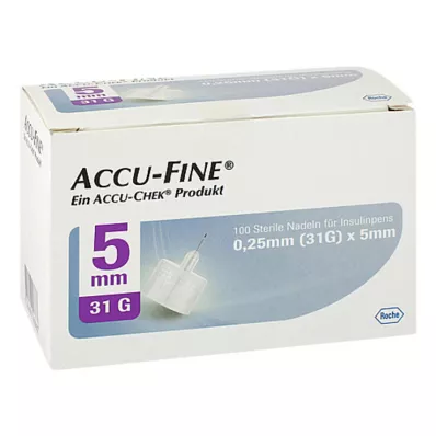 Agulhas estéreis Accu Fine para canetas de insulina 5 mm 31 G, 100 un Agulhas estéreis Accu Fine para canetas de insulina 5 mm 31 G, 100 un