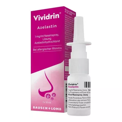 VIVIDRIN Azelastina 1 mg/ml, solução para pulverização nasal, 10 ml VIVIDRIN Azelastina 1 mg/ml, solução para pulverização nasal, 10 ml