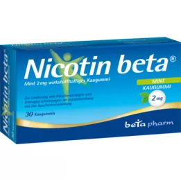NICOTIN Goma de mascar beta Mint 2 mg contendo o ingrediente ativo, 30 unidades