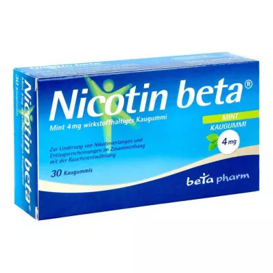 NICOTIN Goma de mascar beta Mint 4 mg contendo o ingrediente ativo, 30 unidades