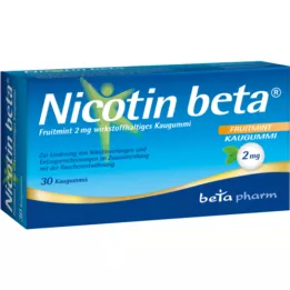 NICOTIN Goma de mascar beta Fruitmint 2 mg com ingrediente ativo, 30 unidades