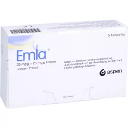 EMLA 25 mg/g + 25 mg/g creme + 12 pensos Tegaderm, 5X5 g