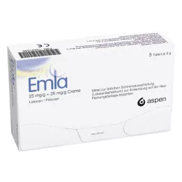 EMLA 25 mg/g + 25 mg/g creme + 12 pensos Tegaderm, 5X5 g
