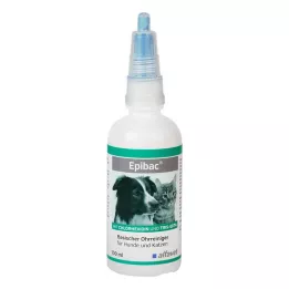 EPIBAC Solução alcalina de limpeza de ouvidos para cães/gatos, 100 ml