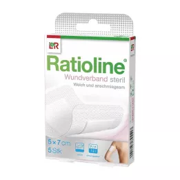 RATIOLINE Pensos para feridas 7x5 cm estéreis, 5 unid