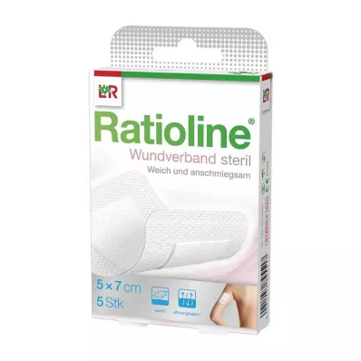RATIOLINE Pensos para feridas 7x5 cm estéreis, 5 unid RATIOLINE Pensos para feridas 7x5 cm estéreis, 5 unid
