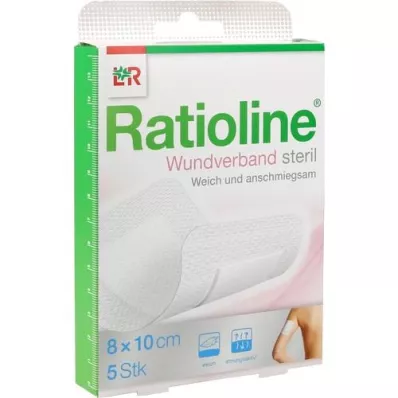 RATIOLINE Pensos para feridas 10x8 cm estéreis, 5 unidades