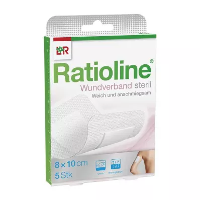 RATIOLINE Pensos para feridas 10x8 cm estéreis, 5 unidades
