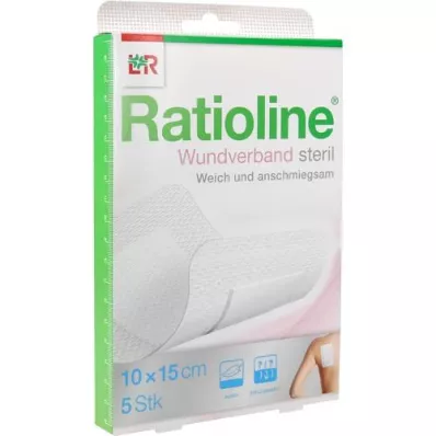 RATIOLINE Pensos para feridas 15x10 cm estéreis, 5 unidades