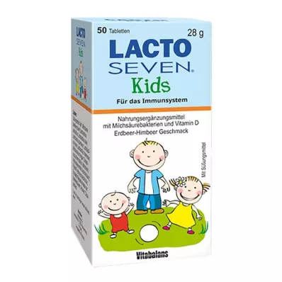LACTO SEVEN Kids Strawberry-Raspberry Flavour Tablets, 50 unid