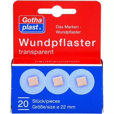 GOTHAPLAST Emplastros para feridas 2,2 cm transparentes, 20 unidades