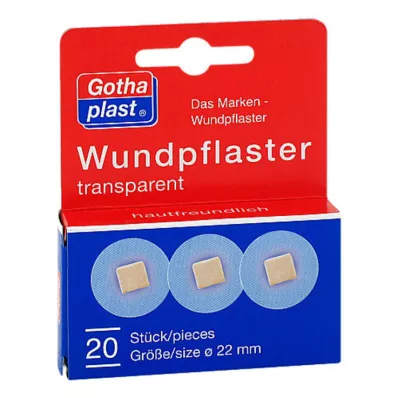 GOTHAPLAST Emplastros para feridas 2,2 cm transparentes, 20 unidades GOTHAPLAST Emplastros para feridas 2,2 cm transparentes, 20 unidades