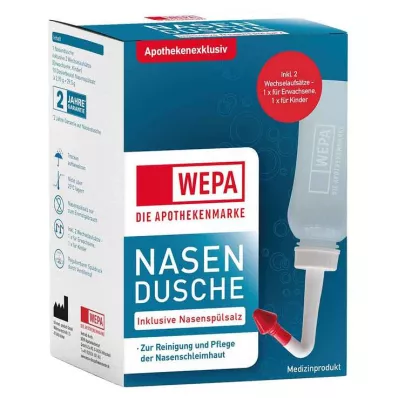 WEPA Duche nasal com 10x2,95 g de sal para lavagem nasal, 1 P WEPA Duche nasal com 10x2,95 g de sal para lavagem nasal, 1 P