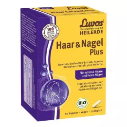 LUVOS Argila Curativa Orgânica para o Cabelo &amp; Cápsulas Nail Plus, 60 Cápsulas