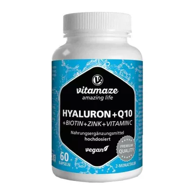 Ácido hialurônico 200 mg em alta dose + Coenzima Q10 cápsulas veganas, 60 unid Ácido hialurônico 200 mg em alta dose + Coenzima Q10 cápsulas veganas, 60 unid