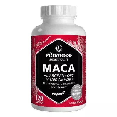 MACA 10:1 dose elevada+L-arginina+OPC+Vit.vegan Kps., 120 unid