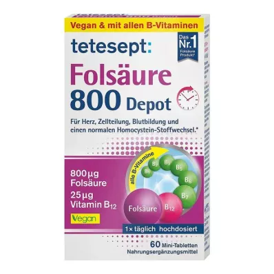 Tetesept ácido fólico 800 comprimidos de depósito, 60 unidades Tetesept ácido fólico 800 comprimidos de depósito, 60 unidades