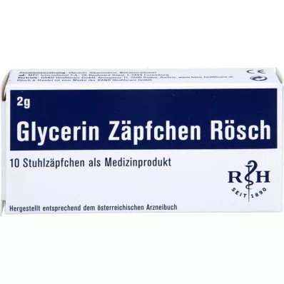 GLYCERIN ZÄPFCHEN Rösch 2 g contra a obstipação, 10 unid