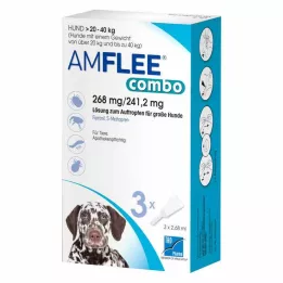AMFLEE combo 268/241,2mg Lsg.z.Auf.f.Hunde 20-40kg, 3 pcs