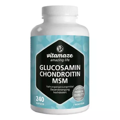 GLUCOSAMIN CHONDROITIN MSM Cápsulas de vitamina C, 240 Cápsulas