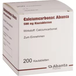 CALCIUMCARBONAT ABANTA Comprimidos mastigáveis de 500 mg, 200 unidades