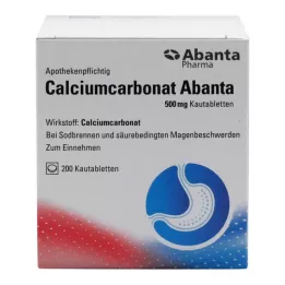 CALCIUMCARBONAT ABANTA Comprimidos mastigáveis de 500 mg, 200 unidades