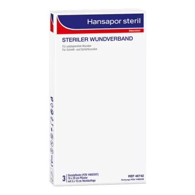 HANSAPOR Pensos esterilizados para feridas 10x20 cm, 3 pcs