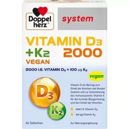 DOPPELHERZ Vitamin D3 2000+K2 system Tablets, 60 Capsules