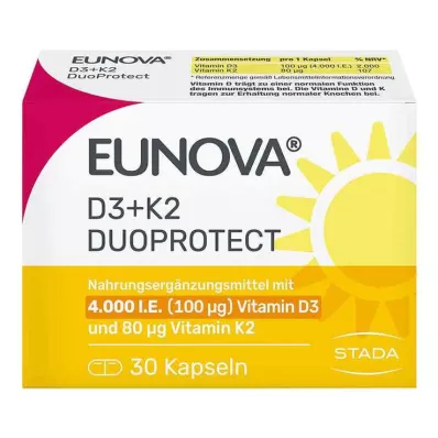 EUNOVA DuoProtect D3+K2 4000 U.I./80 μg cápsulas, 30 unid EUNOVA DuoProtect D3+K2 4000 U.I./80 μg cápsulas, 30 unid